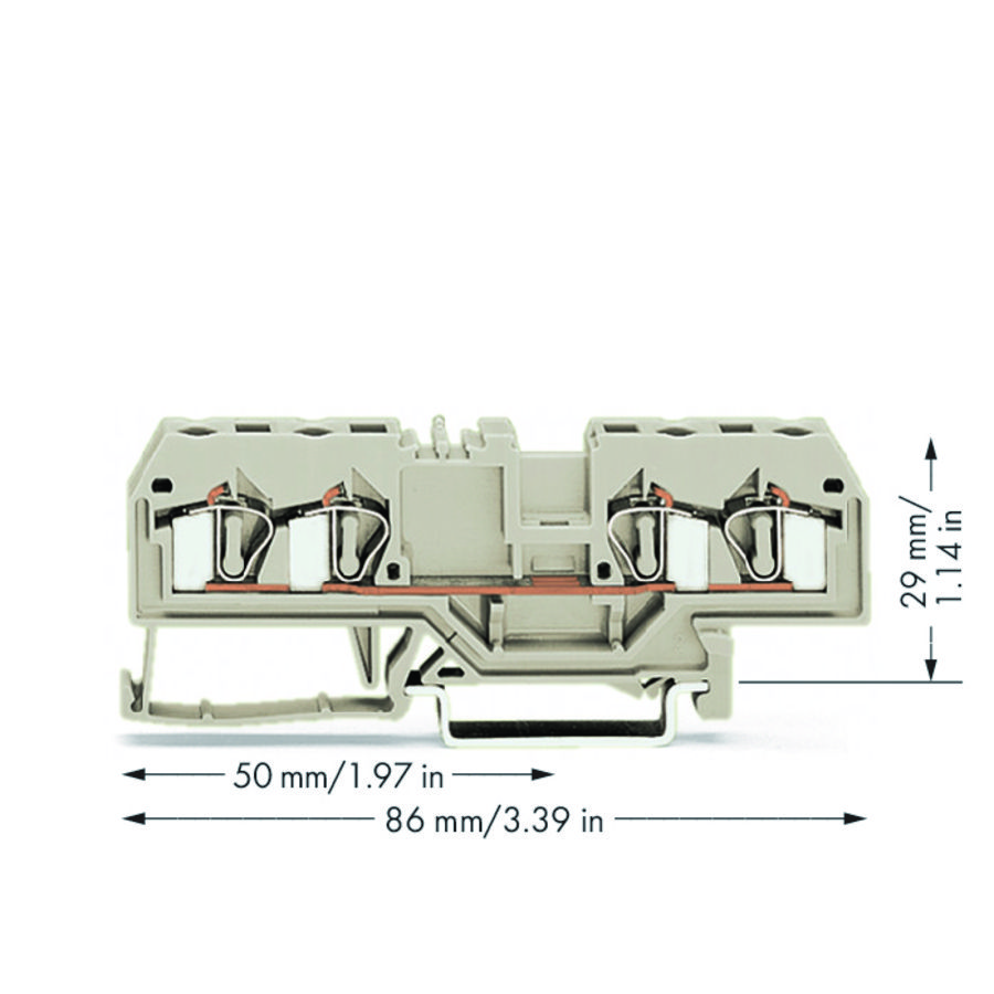 4-draads rijgklem 4mm² Ex e II li.grijs 281-994 VVE=50
