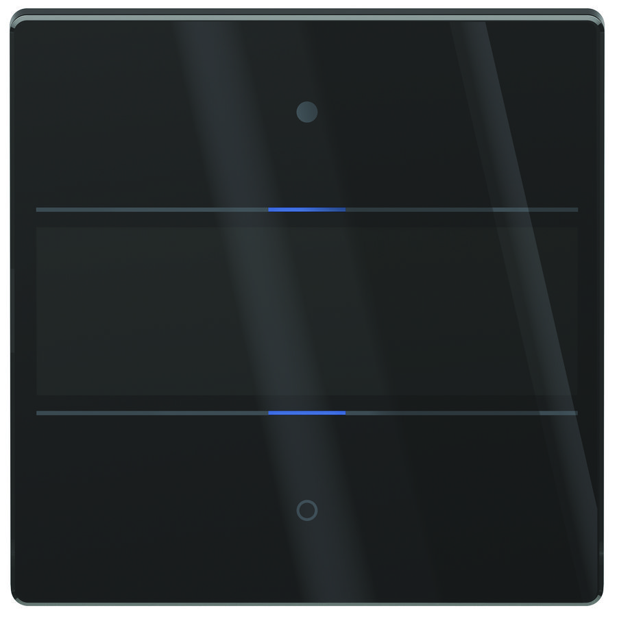 KNX tastsensor Glas, met 2 toetsen en 2 status LEDs, temp.
