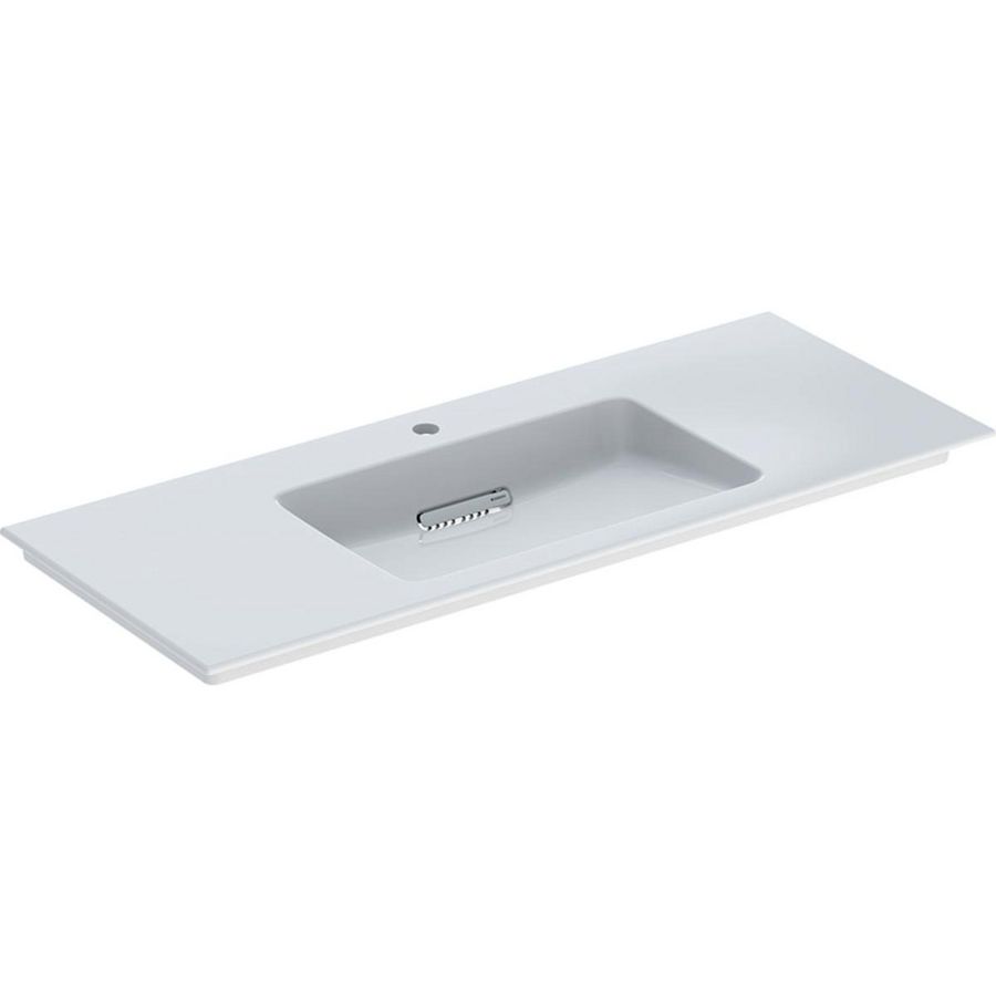 Meubelwastafel afleg L/R 120x48cm afvoer horizontaal met kraangat gecentreerd wit Keratect ONE incl. sifon