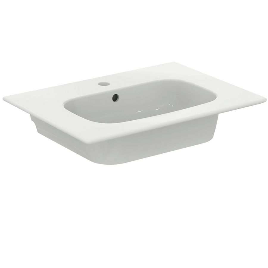 Wastafel I.LIFE-A VANITY 64cm met kraangat + overloop wit