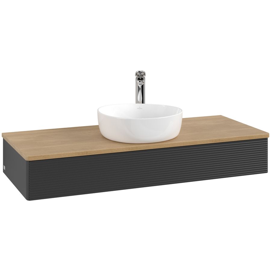 Wastafelonderkast Antao 1200x190x500mm Black Matt Lacquer K10151PD