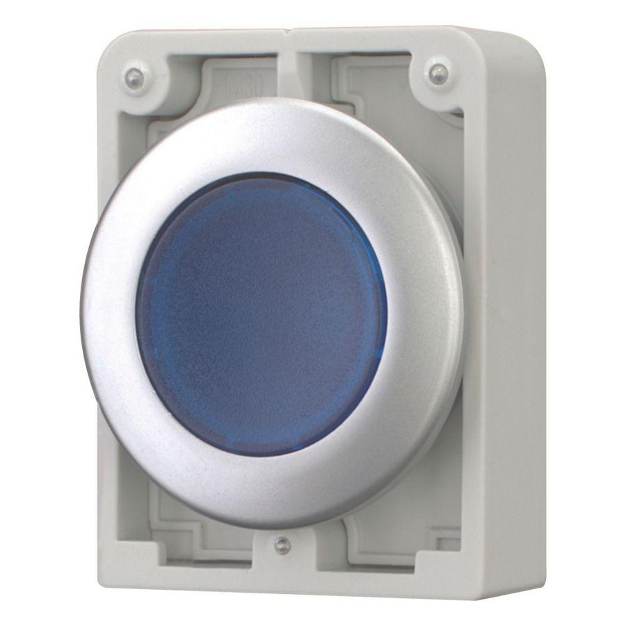 Signaaldrukknop 30mm vlak blauw vast