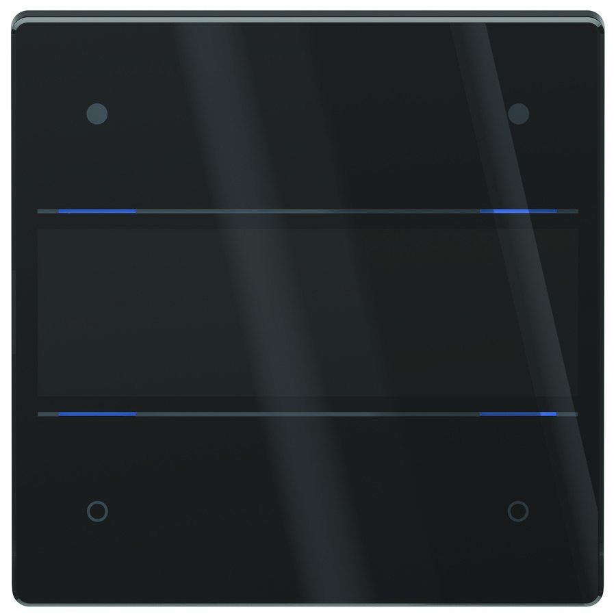 KNX tastsensor Glas, met 4 toetsen en 4 status LEDs, temp.