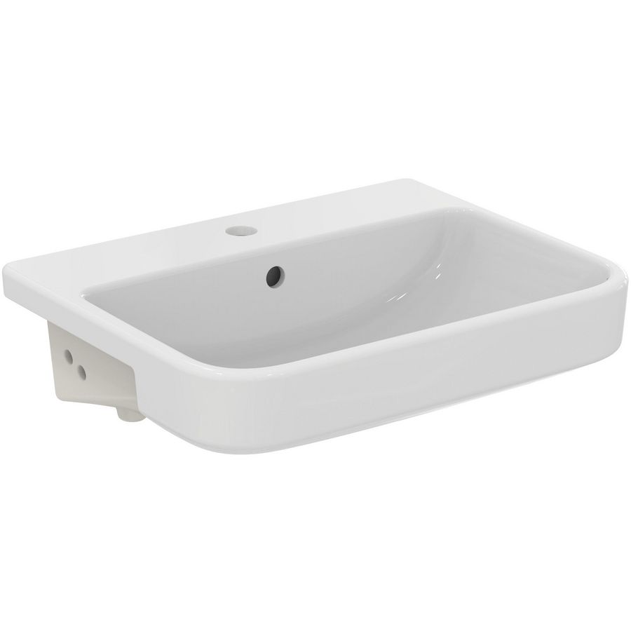 Halfinbouw wastafel I.LIFE-B 55x44cm met kraangat + overloop wit