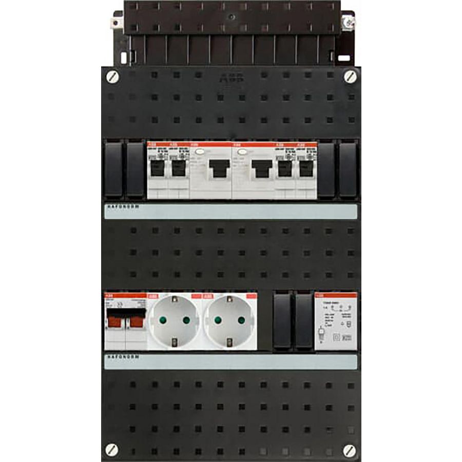 Groepenkast 4 groepen achter 2x 30mA + T + HS + 2x wandcontactdoos 1-fase