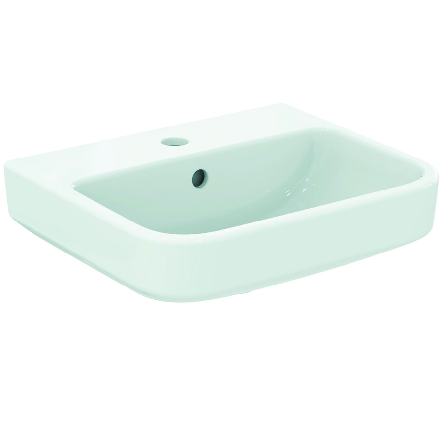 Fontein 450x380x160mm m. 1 kraangat m. overloop gl wit sg i.life b
