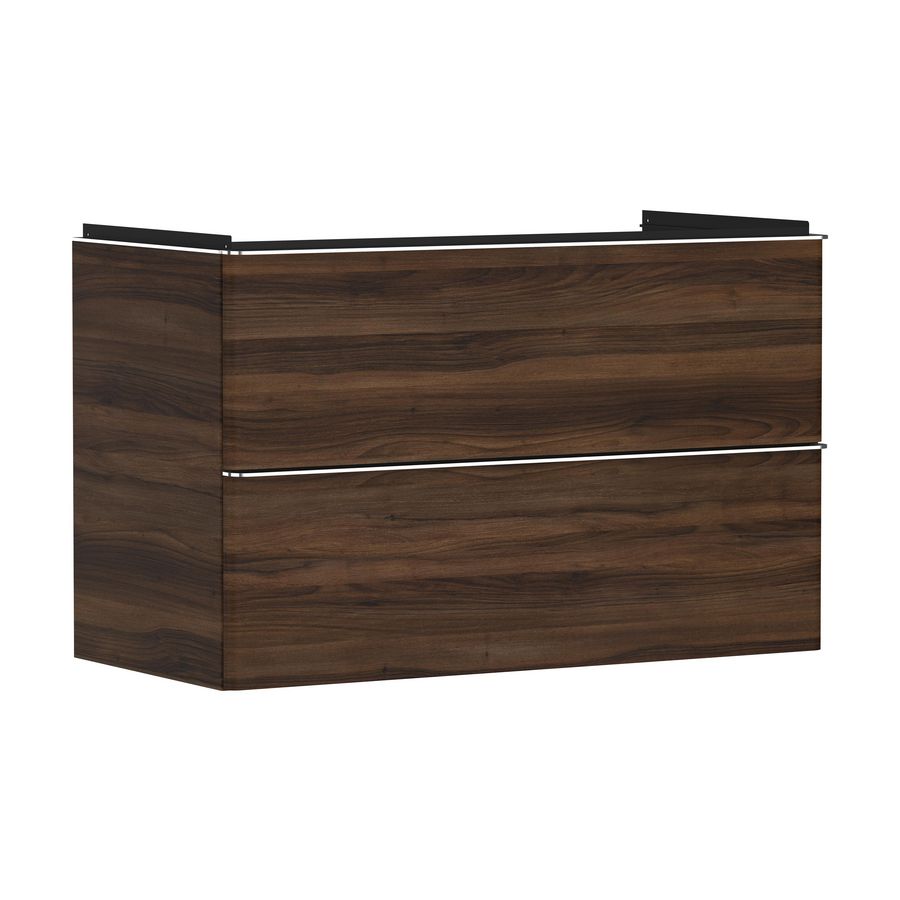 Onderkast Dark Walnut 980x475mm 2x la tbv wastafel greepkleur chroom Xelu Q 54034000