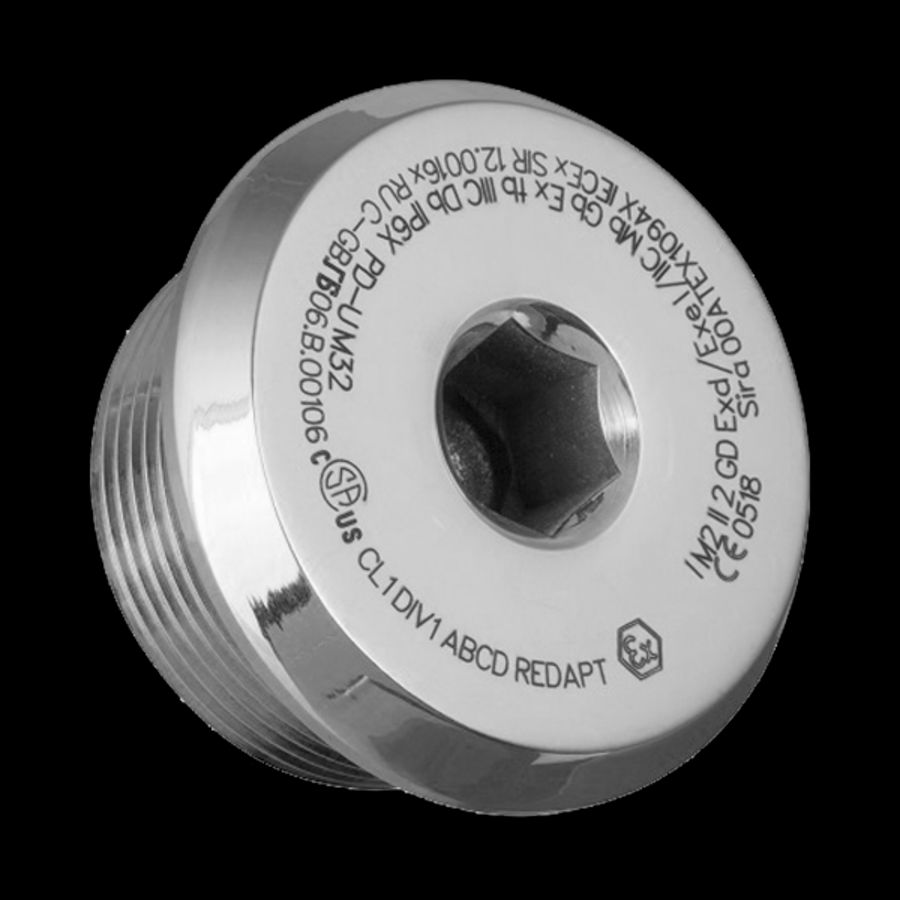 Afdichtplug dome head RVS 1.1/4"NPT ATEX