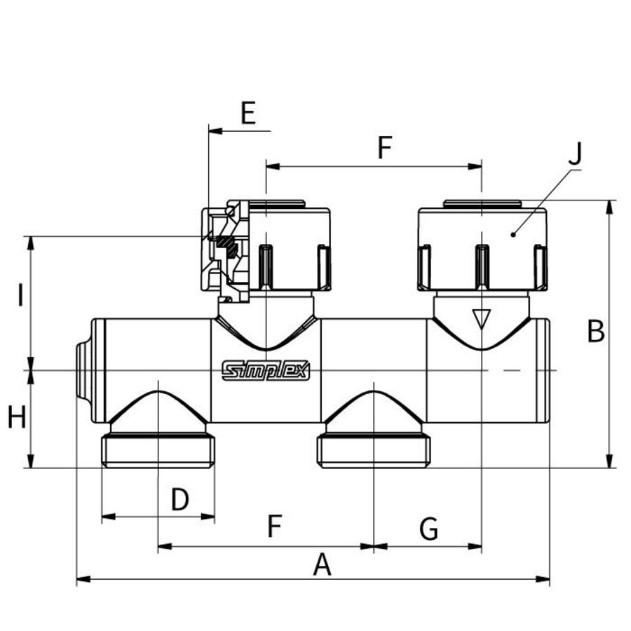 H-onderblok Variocon FM G3/4x3/4 EK Ni Simplex VVE=5