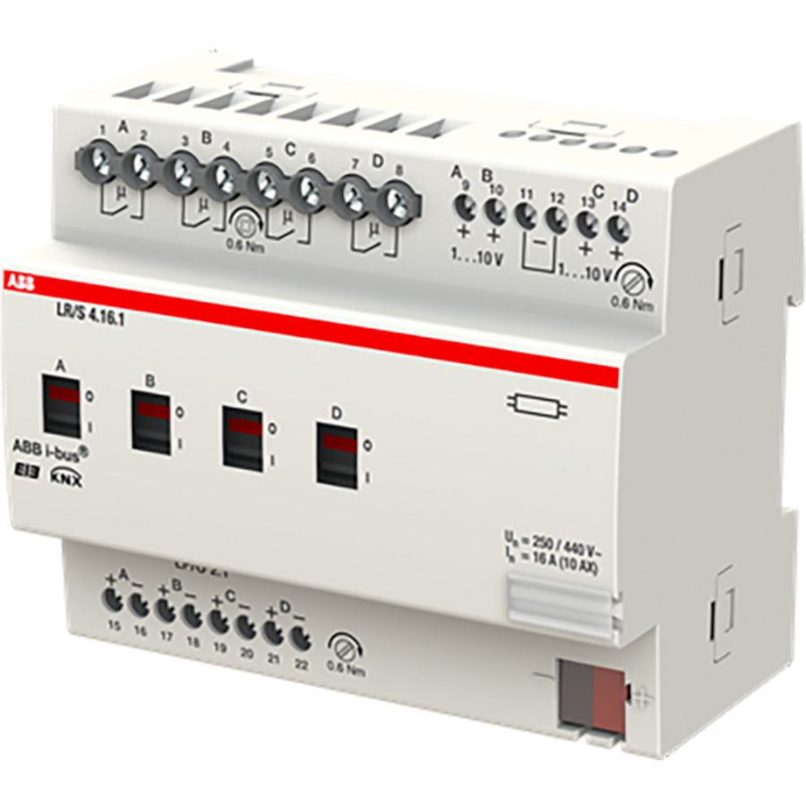 Lichtregelaar KNX 0-10V 4-voudig DIN-rail (LR/S 4.16.1)
