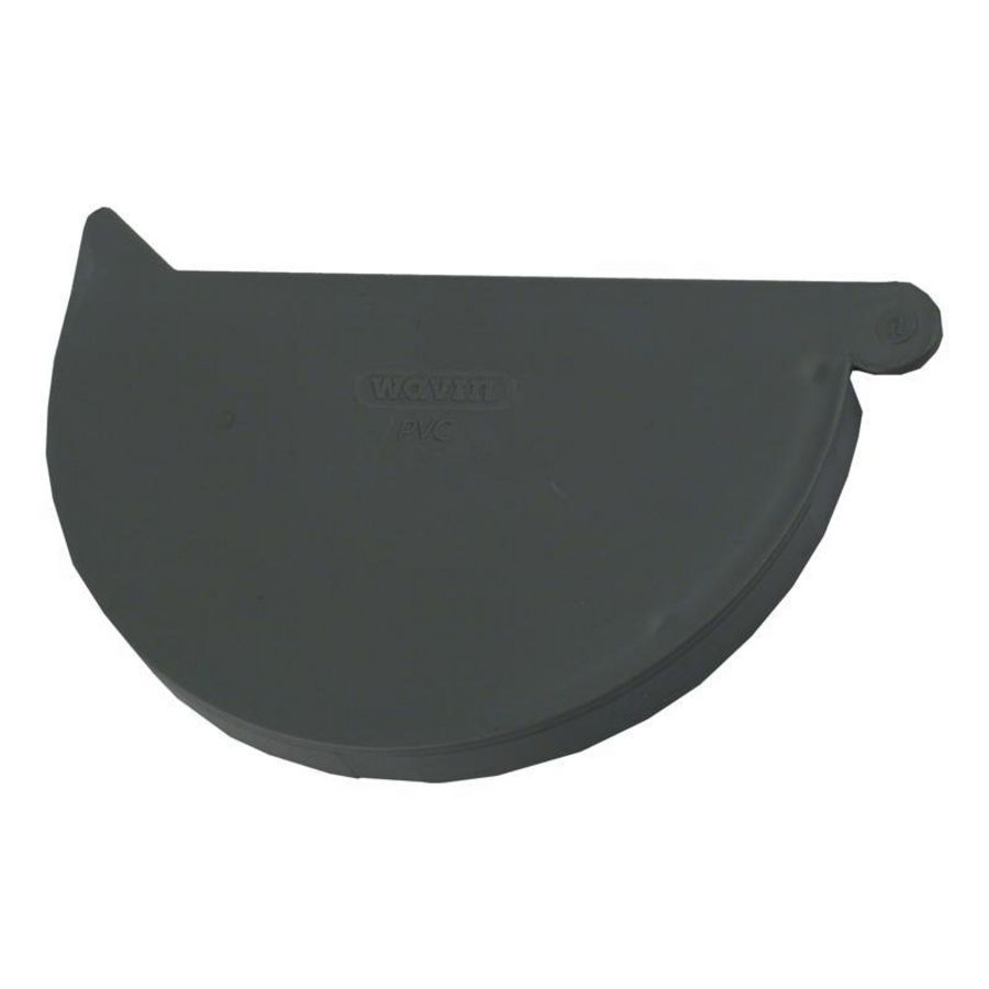 PVC mastgoot (5") eindkap rechts grijs