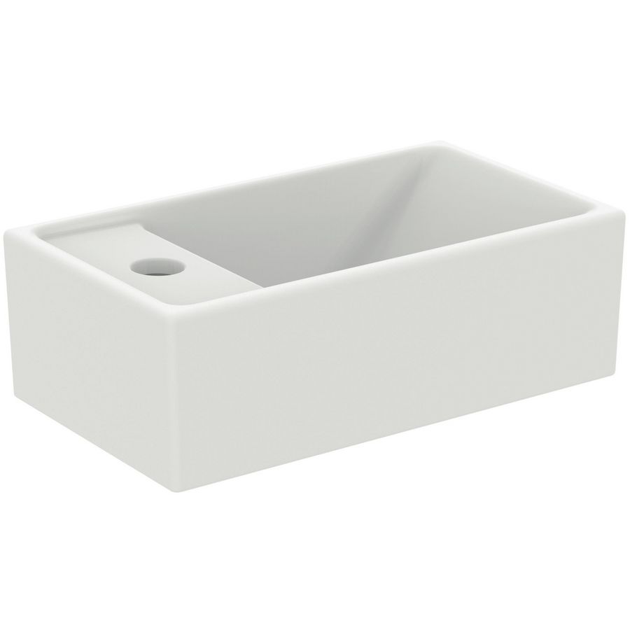 fontein 37x21cm m kraangat links z. overloop slk white E2113