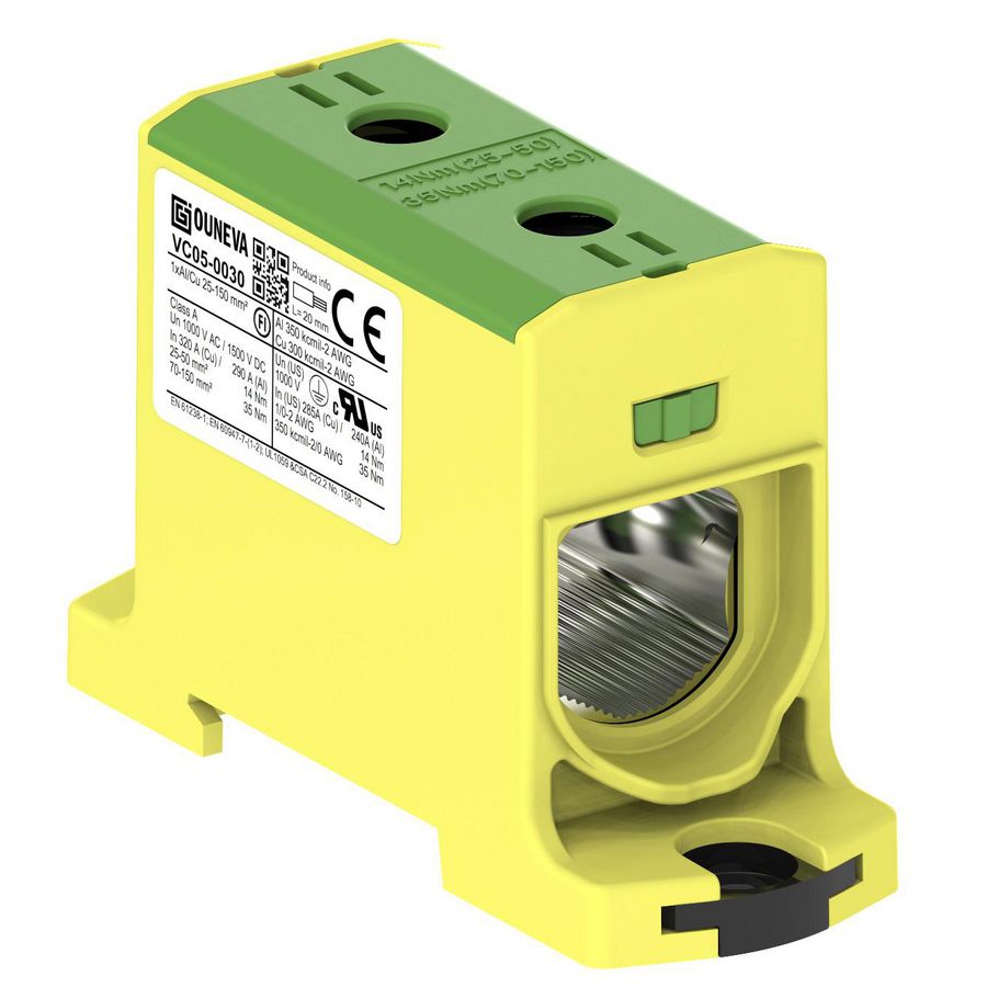 Aansluitklem OTL groen/geel 25-150mm² 1xAl/Cu