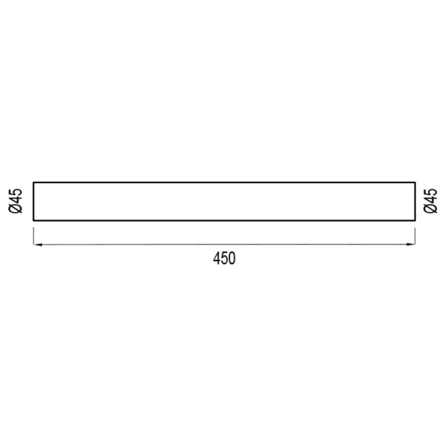 Valpijpverlengbuis zwart 450mm x ø45mm