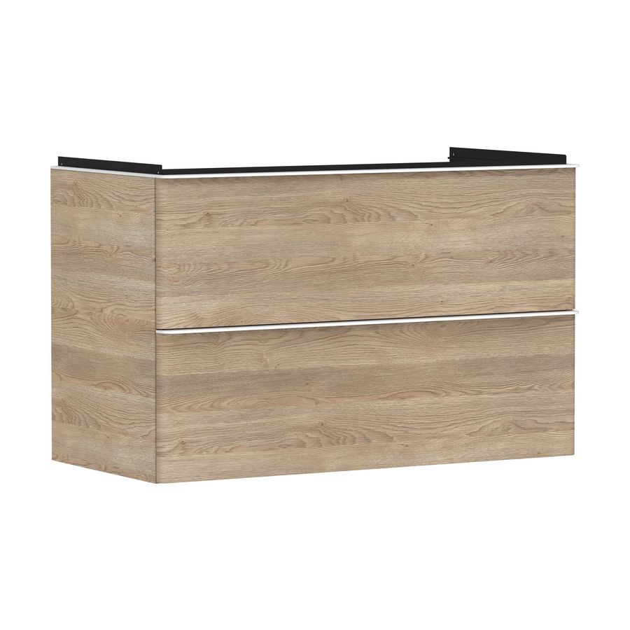 Onderkast Natural Oak 980x475mm 2x la greepkleur mat wit tbv wastafel Xelu Q 54033700