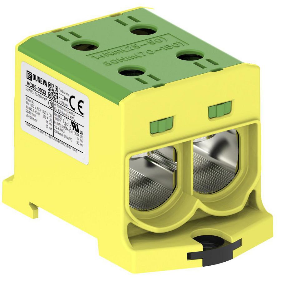 Aansluitklem OTL groen/geel 25-150mm² 2xAl/Cu