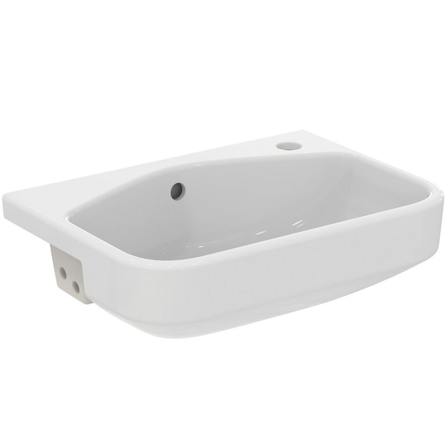 Halfinbouw wastafel I.LIFE-S 50x36cm met kraangat + overloop wit