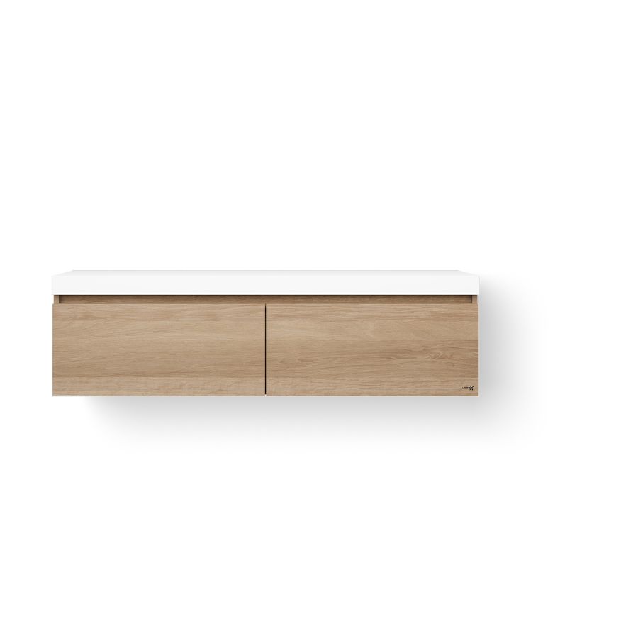 Wastafelonderkast Solid Base Drawer BoX 160cm Wooden Base Drawer 2x la old grey