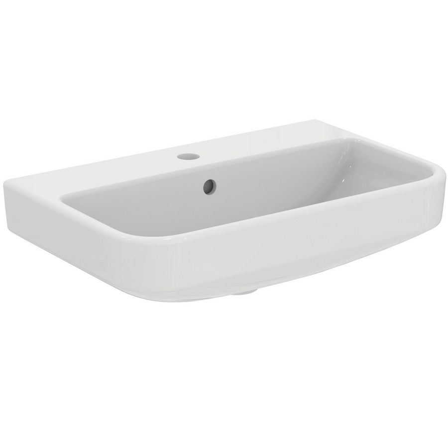 Wastafel I.LIFE-S 60x38cm met kraangat + overloop wit Ideal Plus