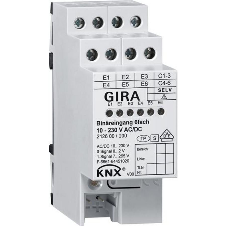 Binaire ing. 6-v 10 - 230 V AC/DC KNX DIN-rail