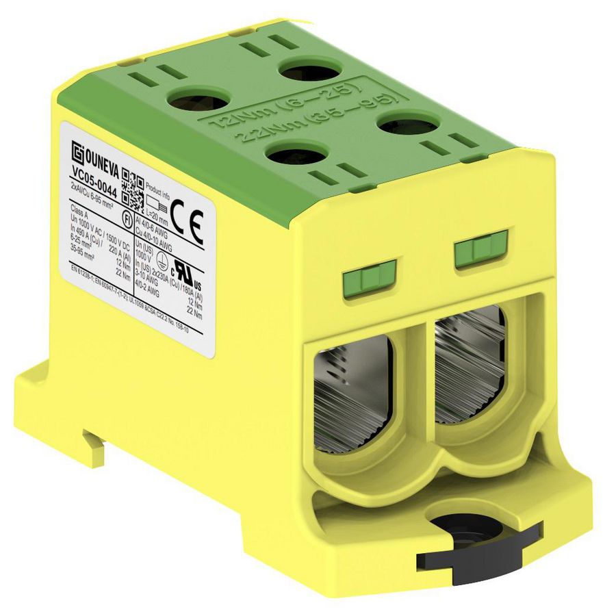 Aansluitklem OTL groen/geel 6-95mm² 2xAl/Cu