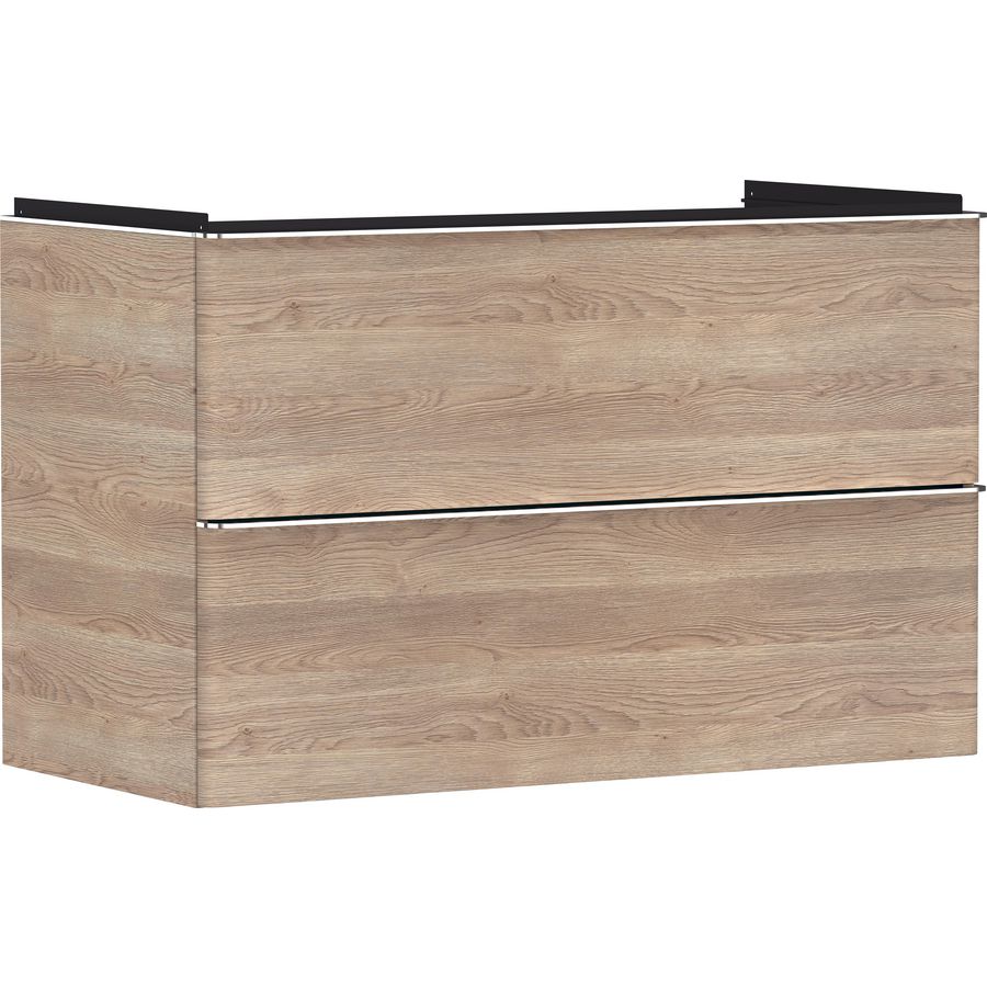 Onderkast Natural Oak 980x475mm 2x la tbv wastafel greepkleur chroom Xelu Q 54033000