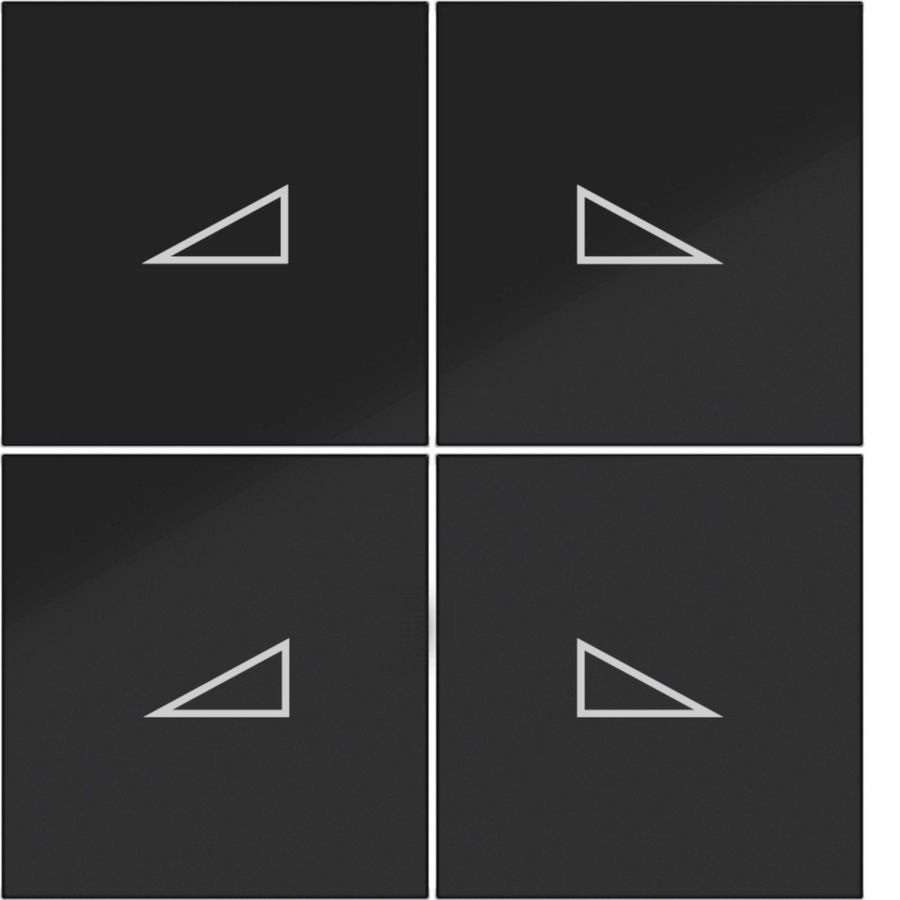 Afdekking KNX taster 4-v dimmen hoog/laag A.x/C.x zwart gl.