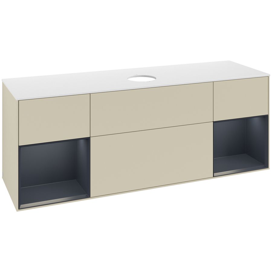 Wastafelonderkast Finion 1600x603x501mm S.Grey Matt Lacquer GD01HGHJ