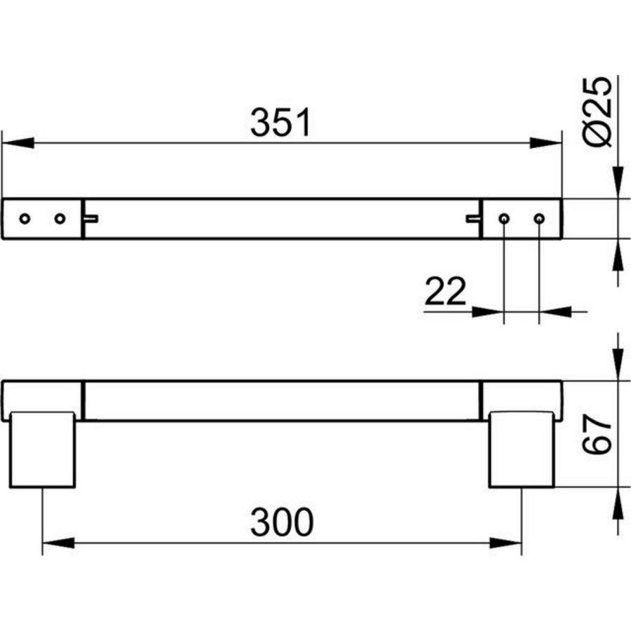 Plan badgreep 300mm edelstaal