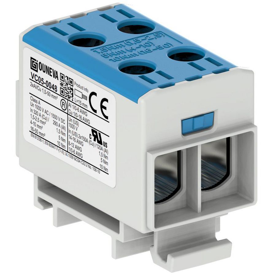 Aansluitklem OTL blauw 15-50mm² 2xAl/Cu