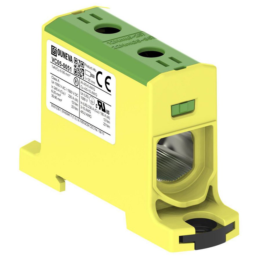 Aansluitklem OTL groen/geel 6-95mm² 1xAl/Cu