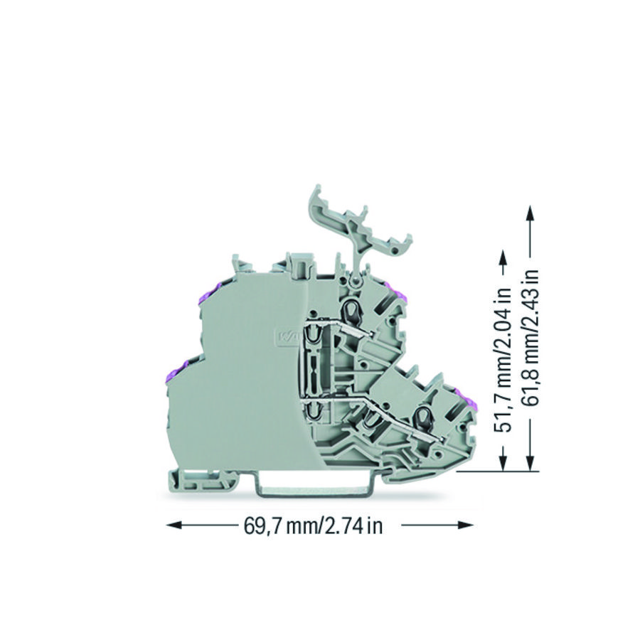 2etageklem 4-draads rijg afsl.plaat 2000-2238/099-000 VVE=50