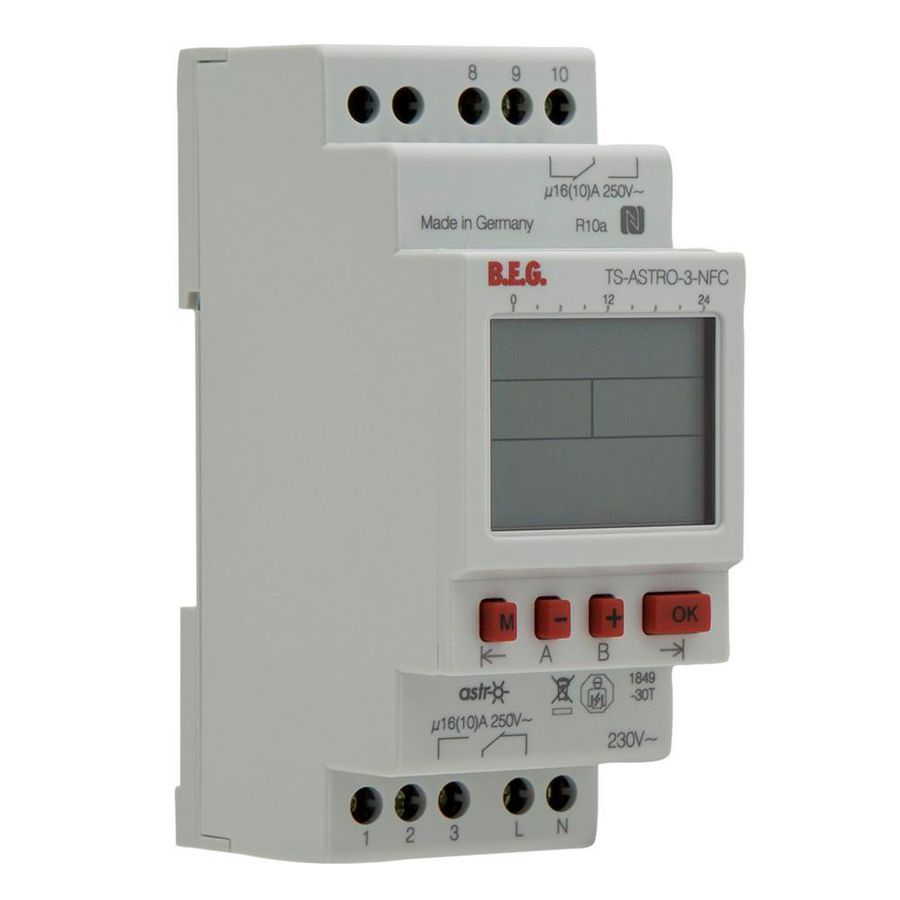 Tijdschakelklokken ASTRO-NFC DIN-rail montage grijs IP20 2Ka