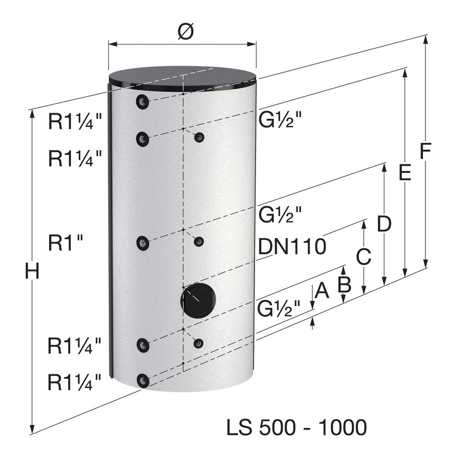 Buffervat LS 500L met isolatie wit