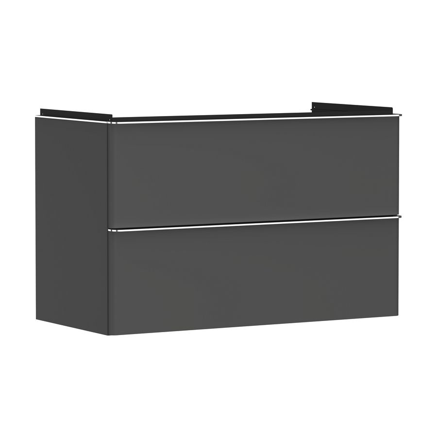 Onderkast mat grijs diamant 980x475mm 2x la tbv wastafel greepkleur chroom Xelu Q 54032000