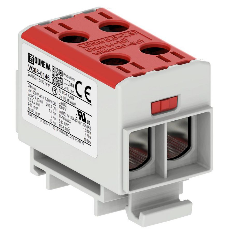 Aansluitklem OTL rood 15-50mm² 2xAl/Cu