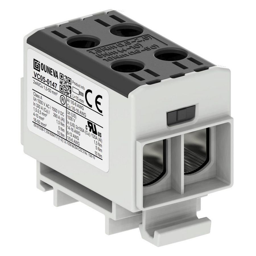 Aansluitklem OTL zwart 15-50mm² 2xAl/Cu