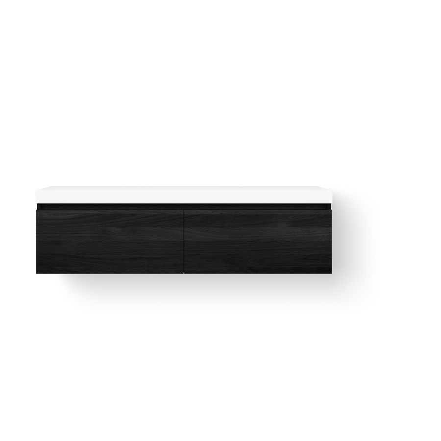 Wastafelonderkast Solid Base Drawer BoX 160cm Wooden Base Drawer 2x la black meubel