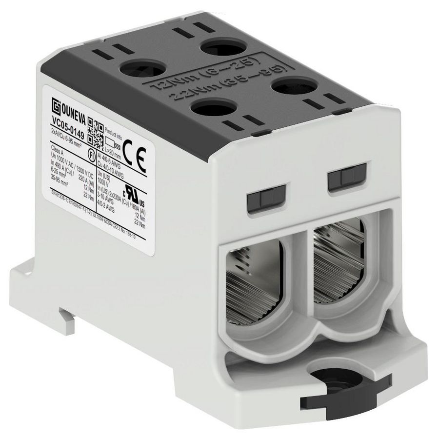 Aansluitklem OTL zwart 6-95mm² 2xAl/Cu