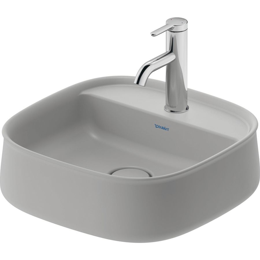 Zencha #237442 Opzetwastafel Grijs Zijdemat 420mm geslepen met kraangat