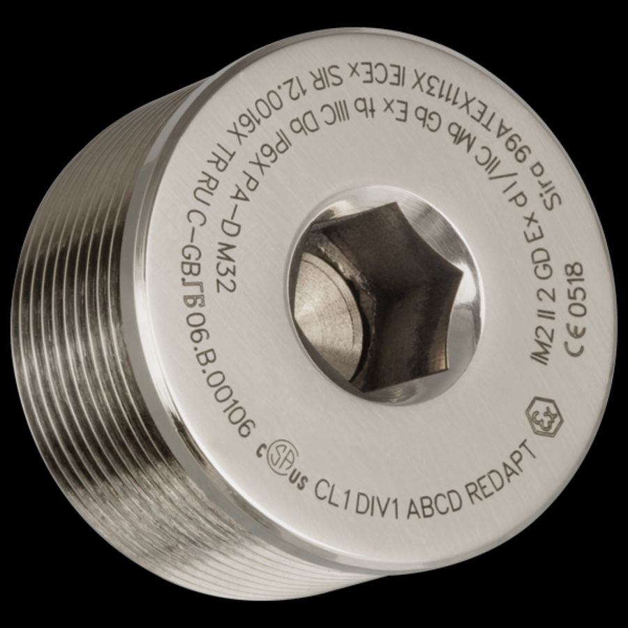 Afdichtplug type A ATEX M25 messing vernikkeld
