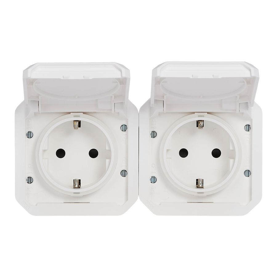 Wandcontactdoos 2V RA horizontaal mechanisme wit Plexo