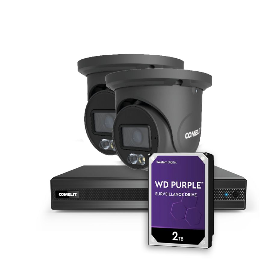 CCTV kit met NVR incl. 1TB HDD en 2 x grijze Turret camera