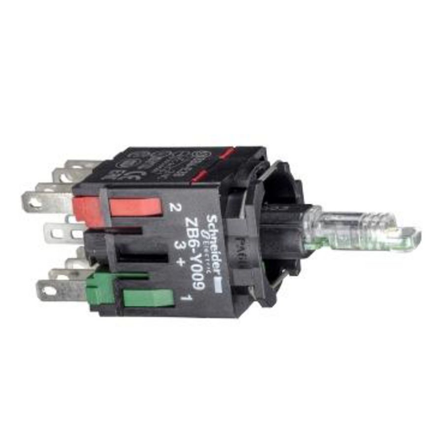 Lichaam verlichte drukknop Ø16mm LED 1NC + 1NO Blauw