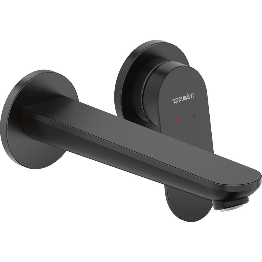 Wave 2-gats wandmengkraan afbouwdeel mat zwart sprong 202mm excl. inbouwdeel