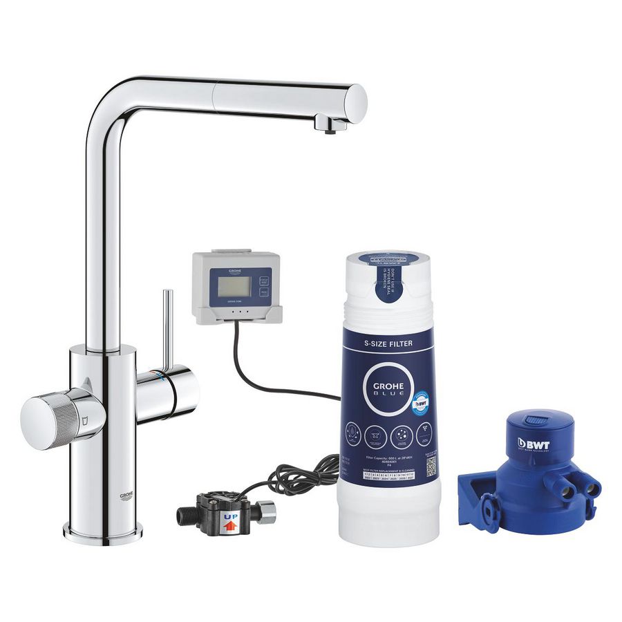 Blue pure minta keukenkraan starterkit met uittrekbare uitloop (prof)