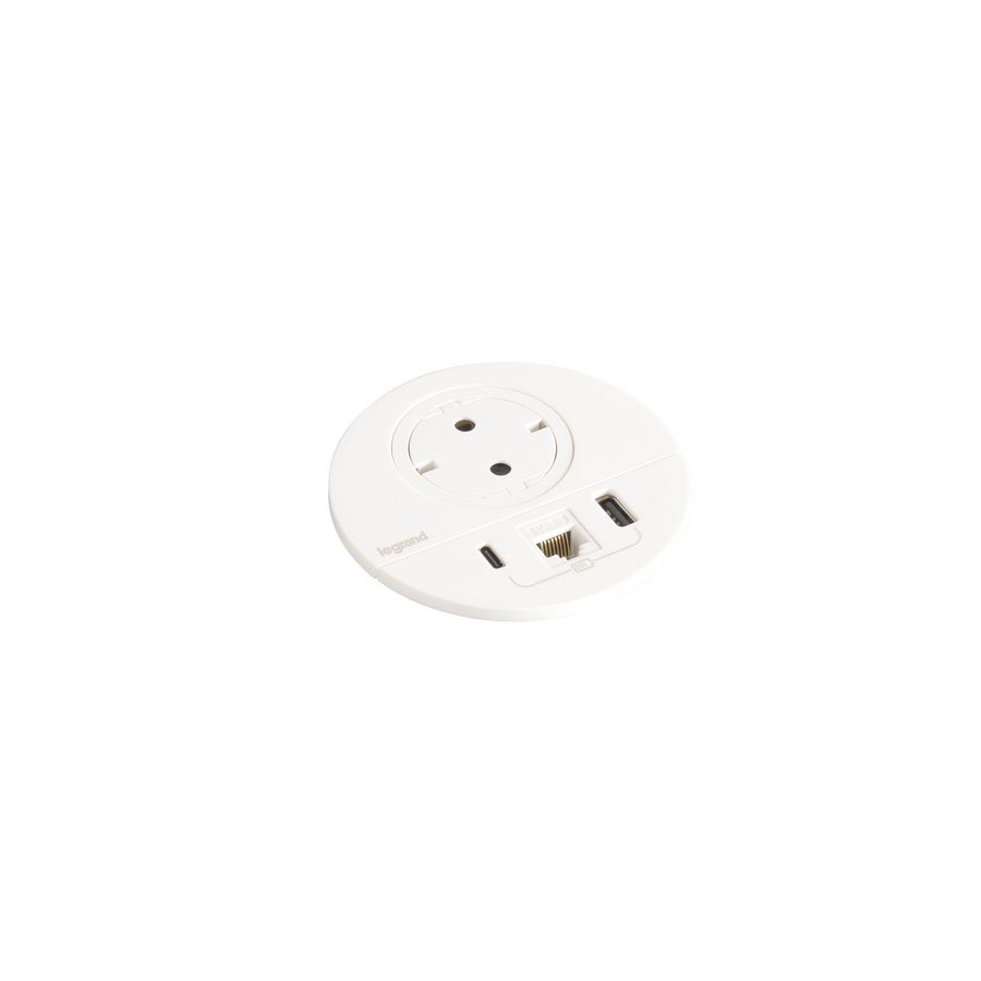 Wandcontactdoos+USB+RJ45 +stekker+snoer L0,5m.Disq80
