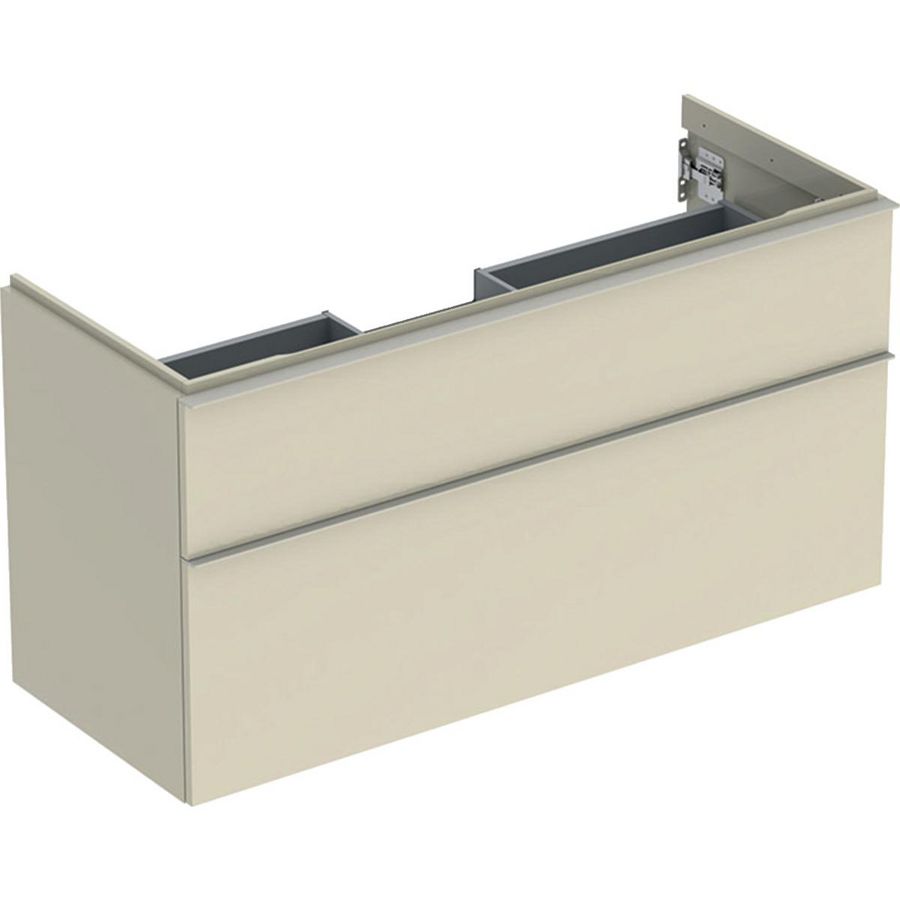 iCon wastafelonderkast 2x la 120cm zandgrijs hoogglans / greep zandgrijs mat