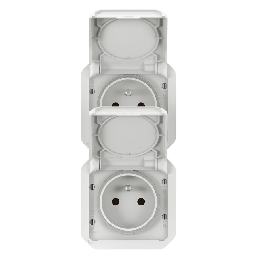 Wandcontactdoos 3V verticaal mechanisme wit Plexo