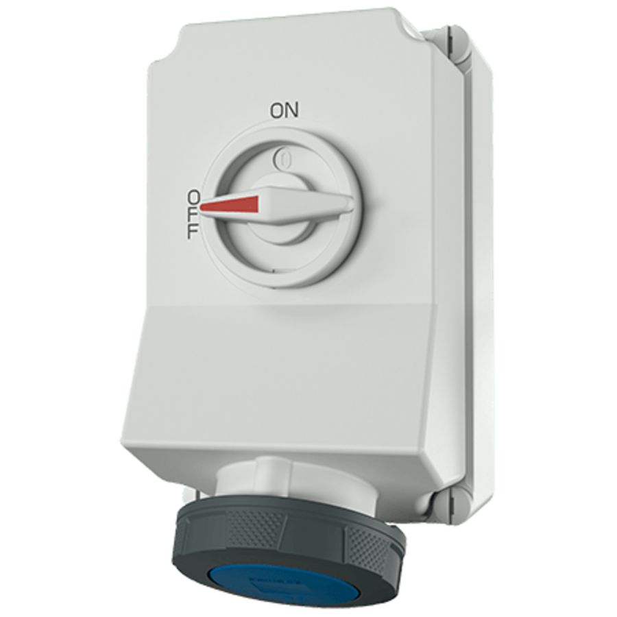 Wandcontactdoos 63A 3-polig  6H 230V IP67 DUO